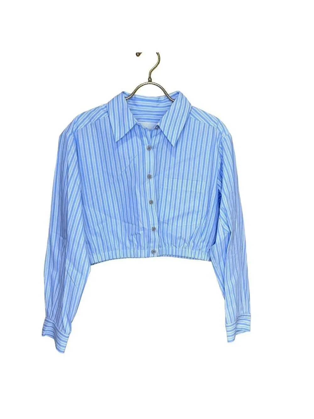 NEW Maeve Anthropologie Two Piece Shirt and Skirt Set Blue White Stripe Size 12